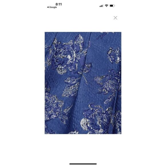 Teri Jon Blue Jacquard Floral Print Box Pleat Dress Size 2 NWT - Picture 7 of 11